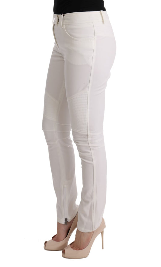 Ermanno Scervino White Cotton Slim Fit Casual Pants $713.00 Ermanno Scervino Luzworld