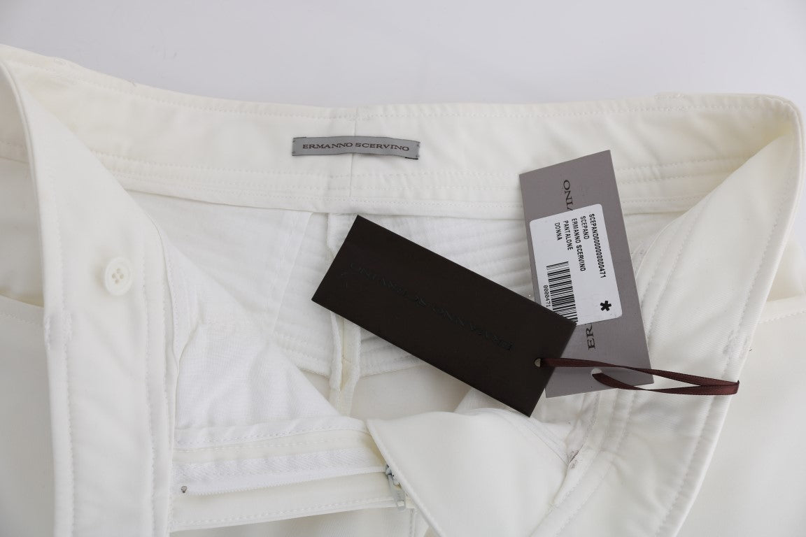 Ermanno Scervino White Cotton Slim Fit Casual Pants $713.00 Ermanno Scervino Luzworld