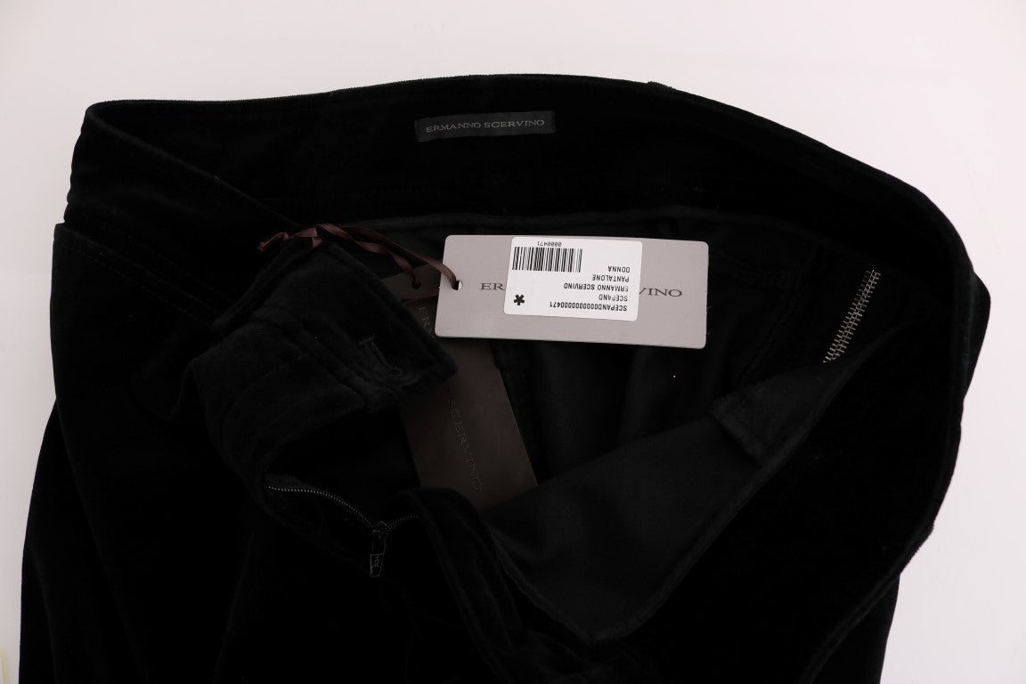 Ermanno Scervino Black Viscose Blend Velvet Cropped Pants $875.00 Ermanno Scervino Luzworld