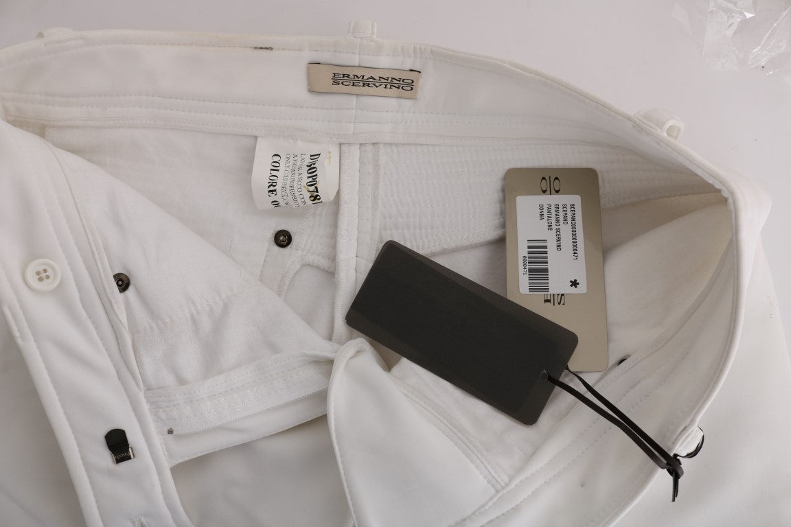 Ermanno Scervino White Cotton Slim Fit Casual Pants $713.00 Ermanno Scervino Luzworld