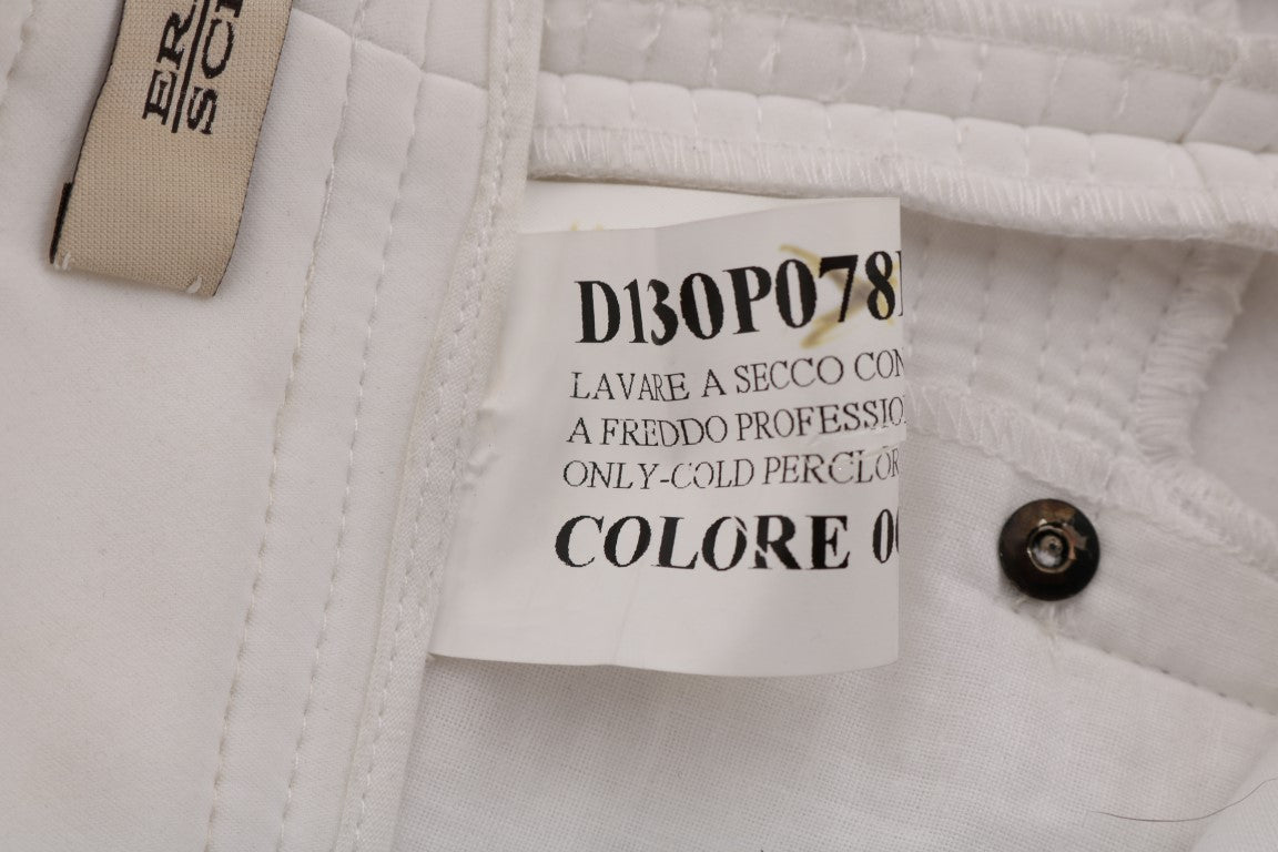 Ermanno Scervino White Cotton Slim Fit Casual Pants $713.00 Ermanno Scervino Luzworld