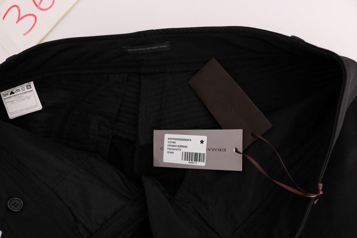 Ermanno Scervino Black Cotton Slim Fit Casual Pants $713.00 Ermanno Scervino Luzworld