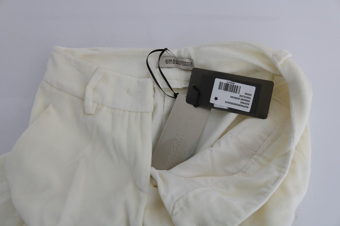 Ermanno Scervino White Cotton Regular Fit Casual Pants $713.00 Ermanno Scervino Luzworld