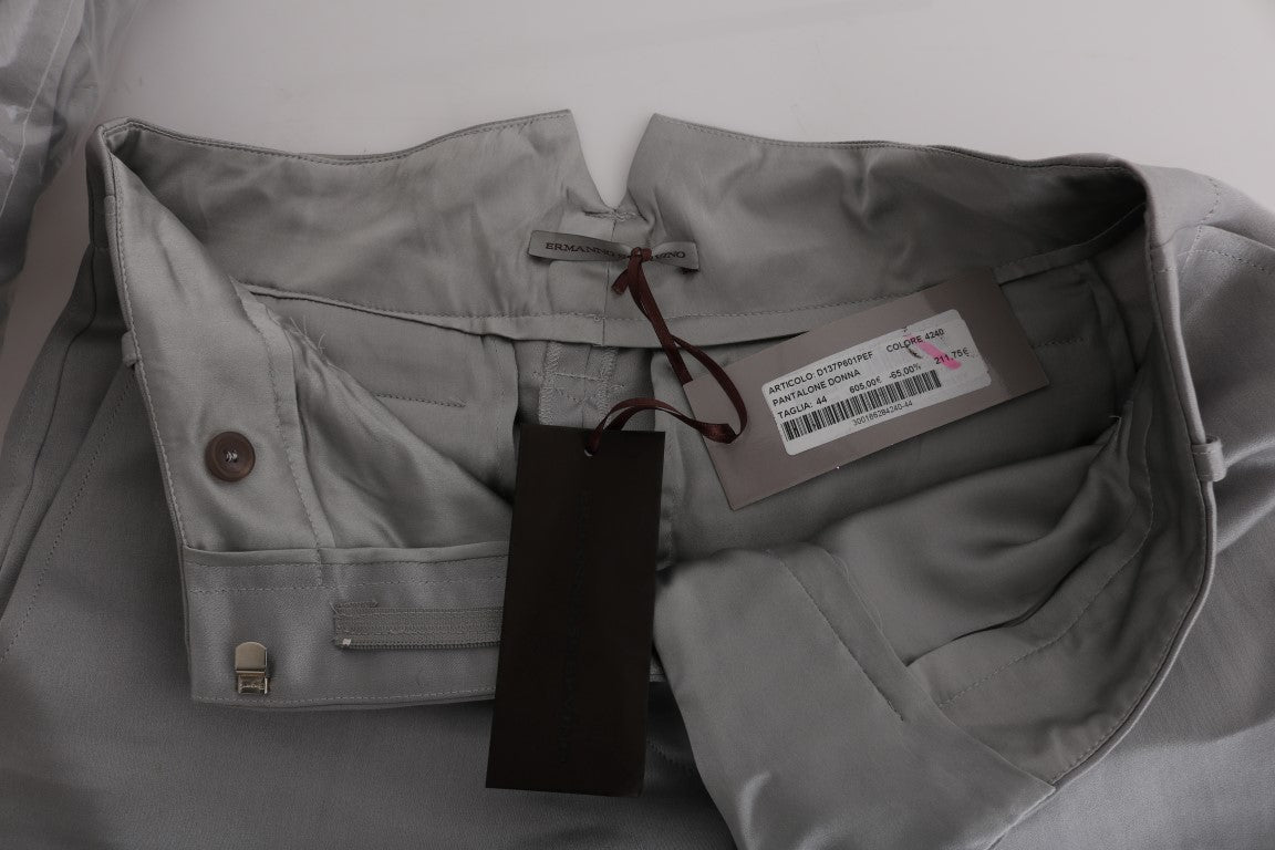 Ermanno Scervino Gray Silk Cropped Casual Pants $1222.00 Ermanno Scervino Luzworld
