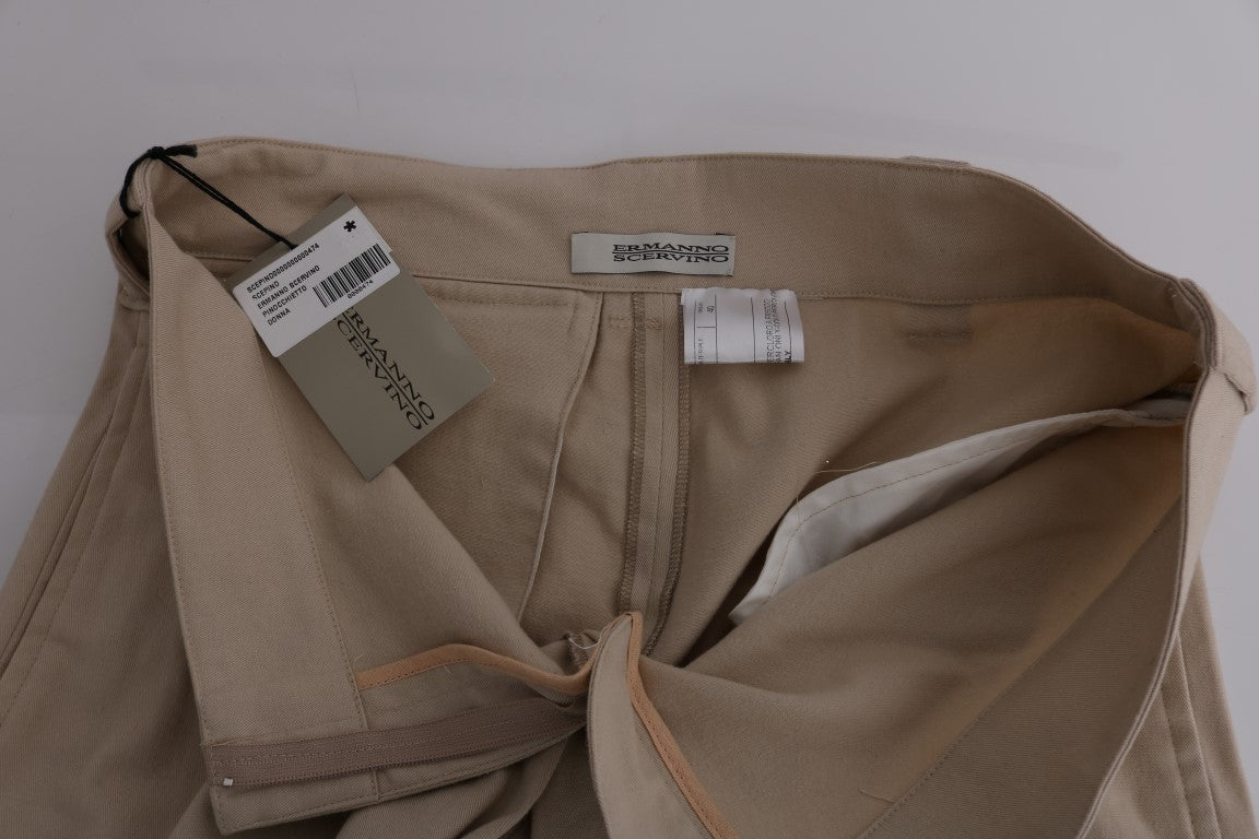 Ermanno Scervino Beige Cotton Wool Regular Fit Pants $713.00 Ermanno Scervino Luzworld