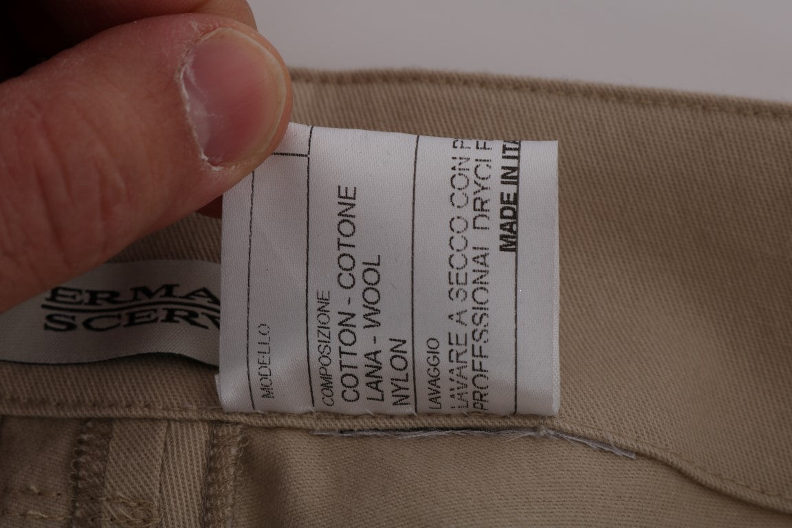Ermanno Scervino Beige Cotton Wool Regular Fit Pants $713.00 Ermanno Scervino Luzworld
