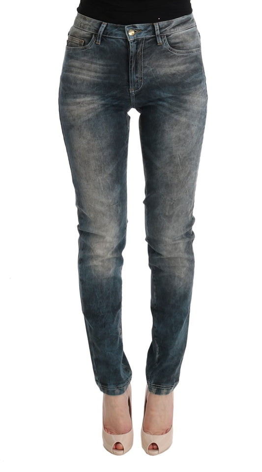 Cavalli Blue Wash Cotton Blend Slim Fit Jeans $638.00 Cavalli Luzworld