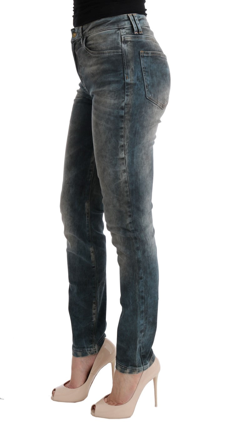 Cavalli Blue Wash Cotton Blend Slim Fit Jeans $638.00 Cavalli Luzworld