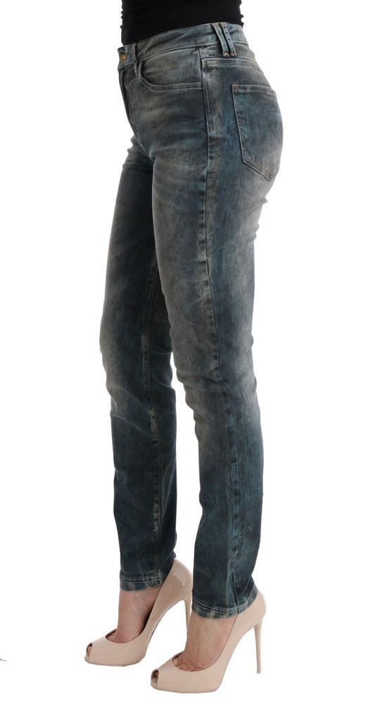 Cavalli Blue Wash Cotton Blend Slim Fit Jeans $638.00 Cavalli Luzworld