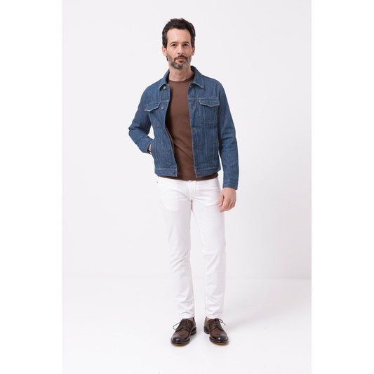 Don The Fuller Blue Cotton Men Jacket $608.00 Don The Fuller Luzworld