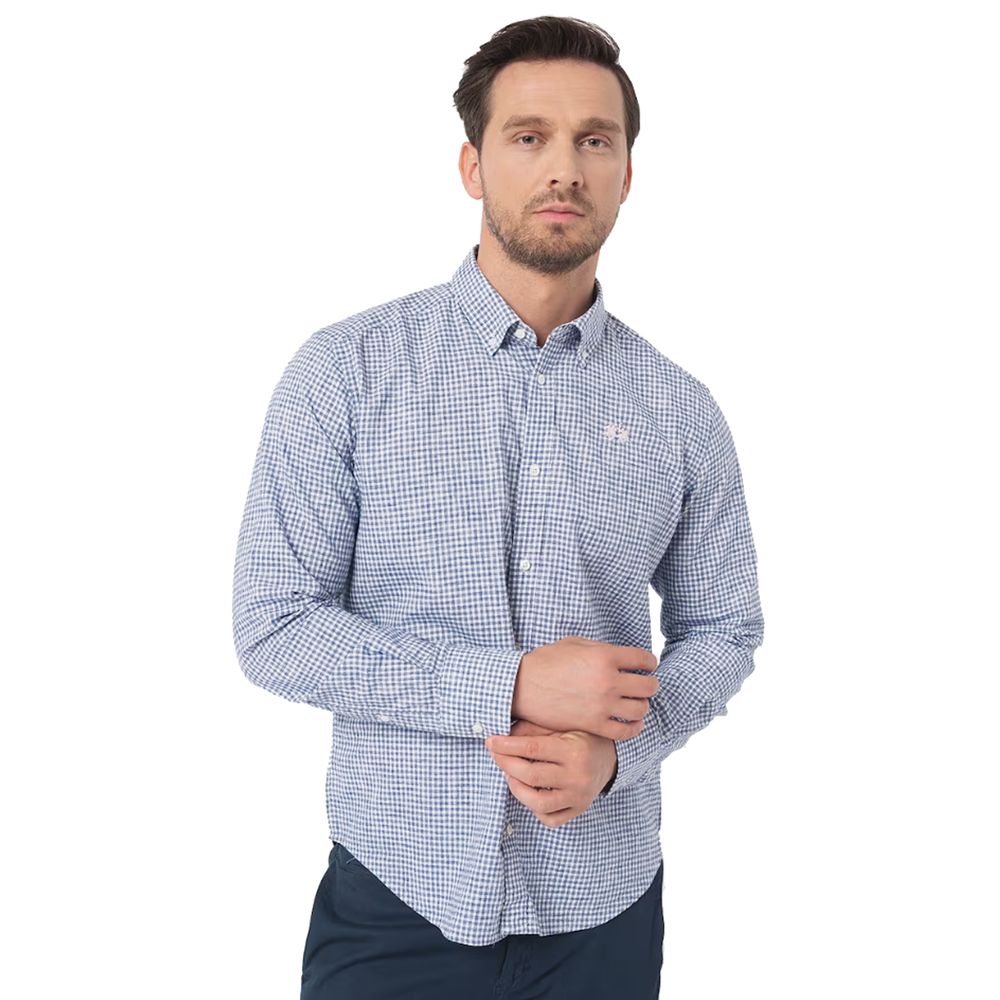 La Martina Elegant Checkered Cotton Shirt with Embroidered Logo $226.00 La Martina Luzworld