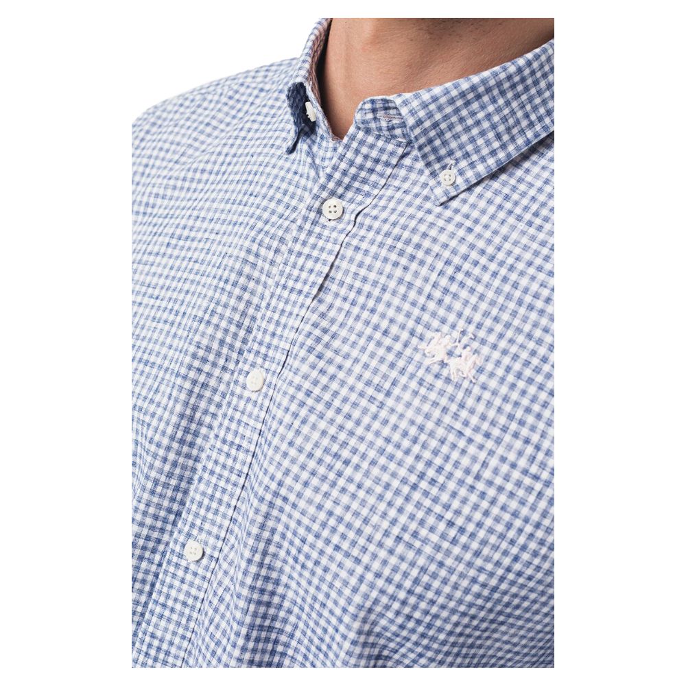 La Martina Elegant Checkered Cotton Shirt with Embroidered Logo $226.00 La Martina Luzworld