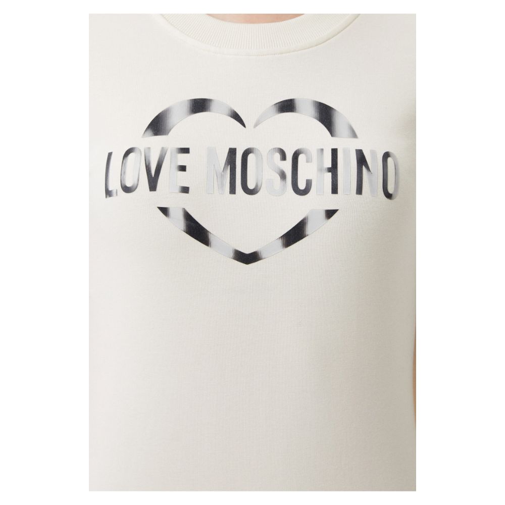 Love Moschino Chic White Cotton Blend Dress with Logo Accent $308.00 Love Moschino Luzworld