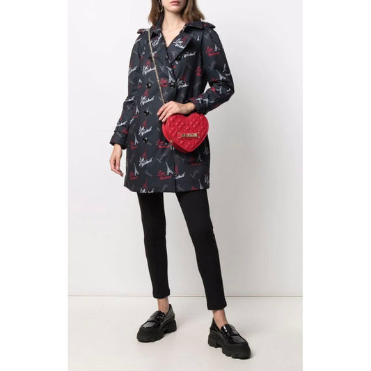 Love Moschino Black Polyester Women Coat $840.00 Love Moschino Luzworld