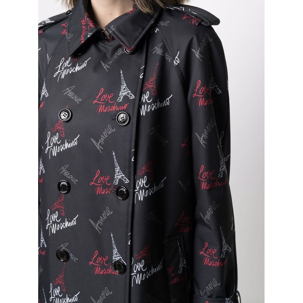 Love Moschino Black Polyester Women Coat $840.00 Love Moschino Luzworld