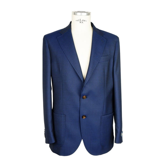 Emilio Romanelli Blue Wool Men Blazer $712.00 Emilio Romanelli Luzworld