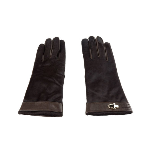 Cavalli Class Brown Cowhide Women Glove $288.00 Cavalli Class Luzworld