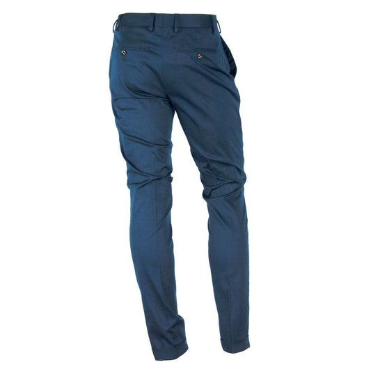 Made in Italy Blue Cotton Men Trouser $226.00 Made in Italy Luzworld