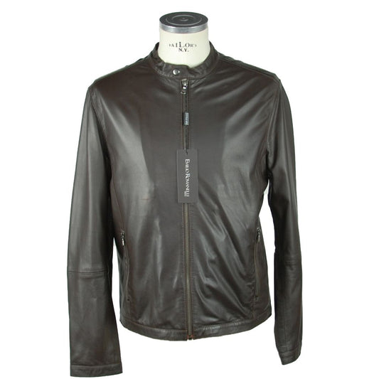 Emilio Romanelli Brown Leather Men's Jacket $990.00 Emilio Romanelli Luzworld