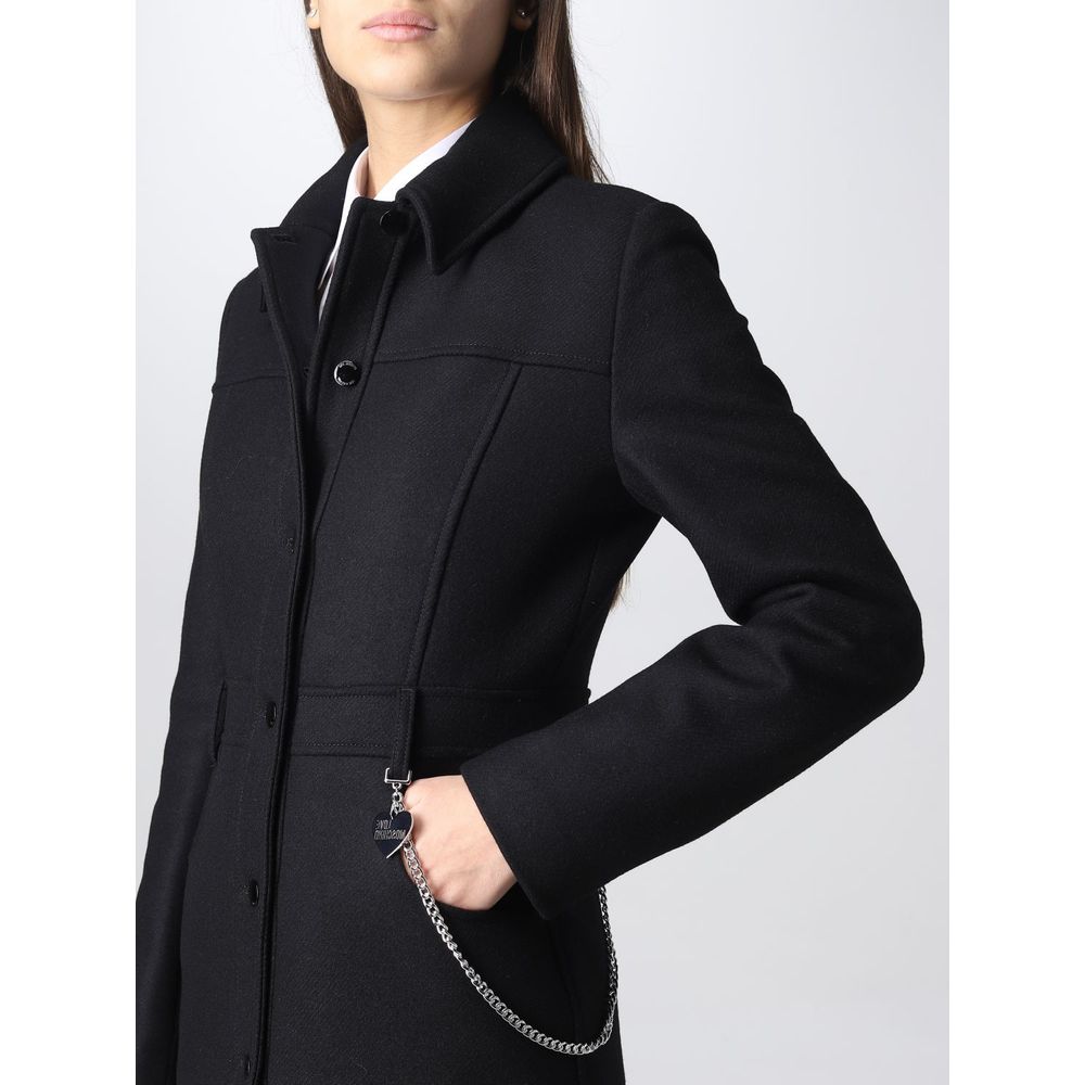 Love Moschino Black Wool Women Coat $943.00 Love Moschino Luzworld