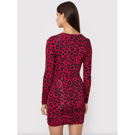 Love Moschino Chic Leopard Texture Dress in Pink and Black $610.00 Love Moschino Luzworld