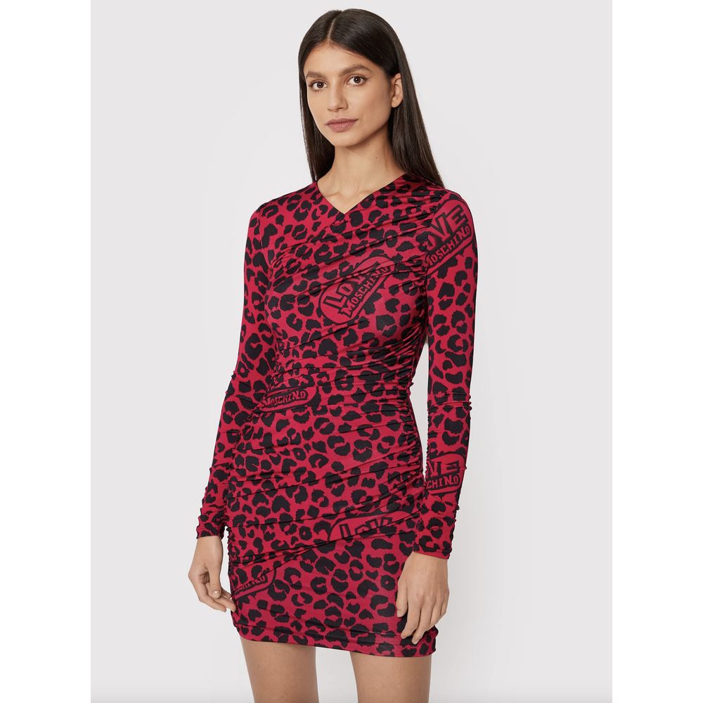 Love Moschino Chic Leopard Texture Dress in Pink and Black $610.00 Love Moschino Luzworld