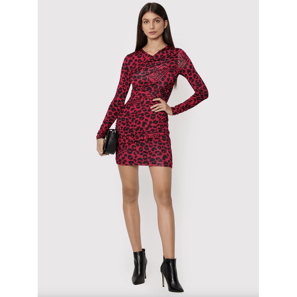 Love Moschino Chic Leopard Texture Dress in Pink and Black $610.00 Love Moschino Luzworld