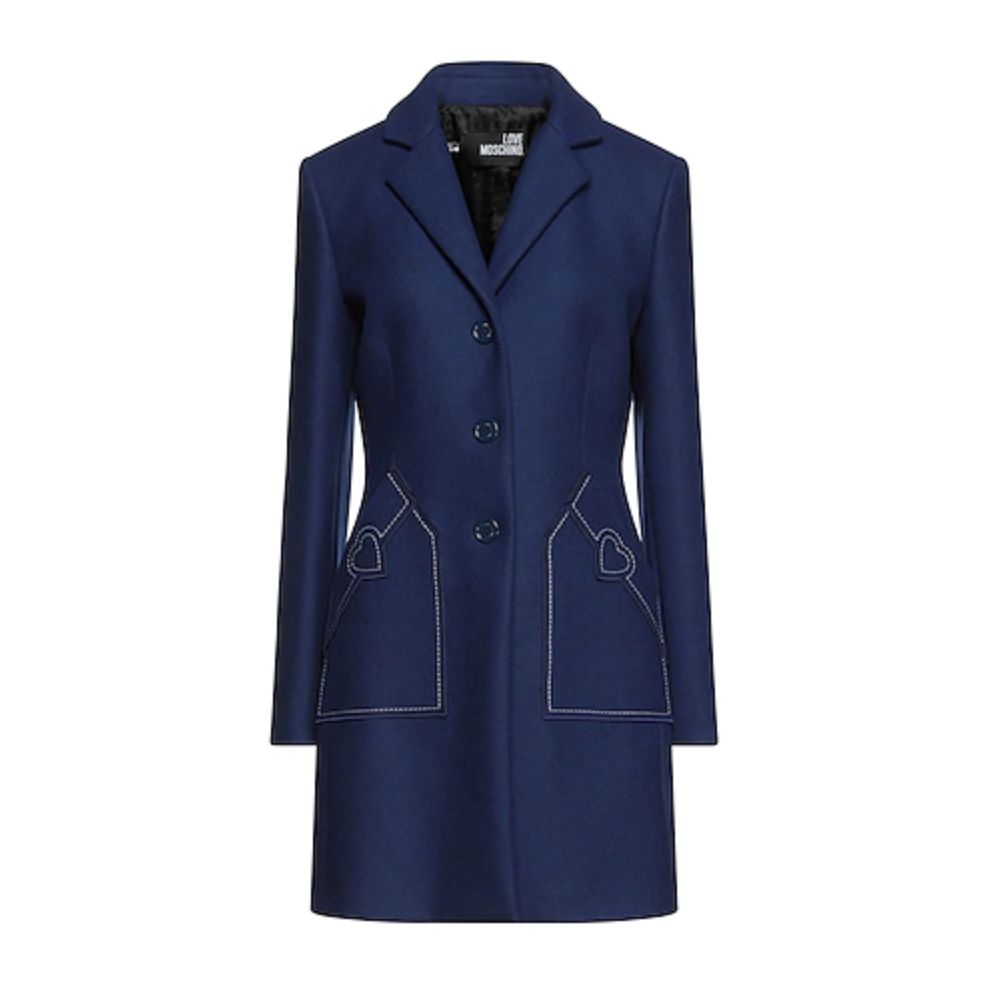 Love Moschino Blue Wool Women Coat $950.00 Love Moschino Luzworld