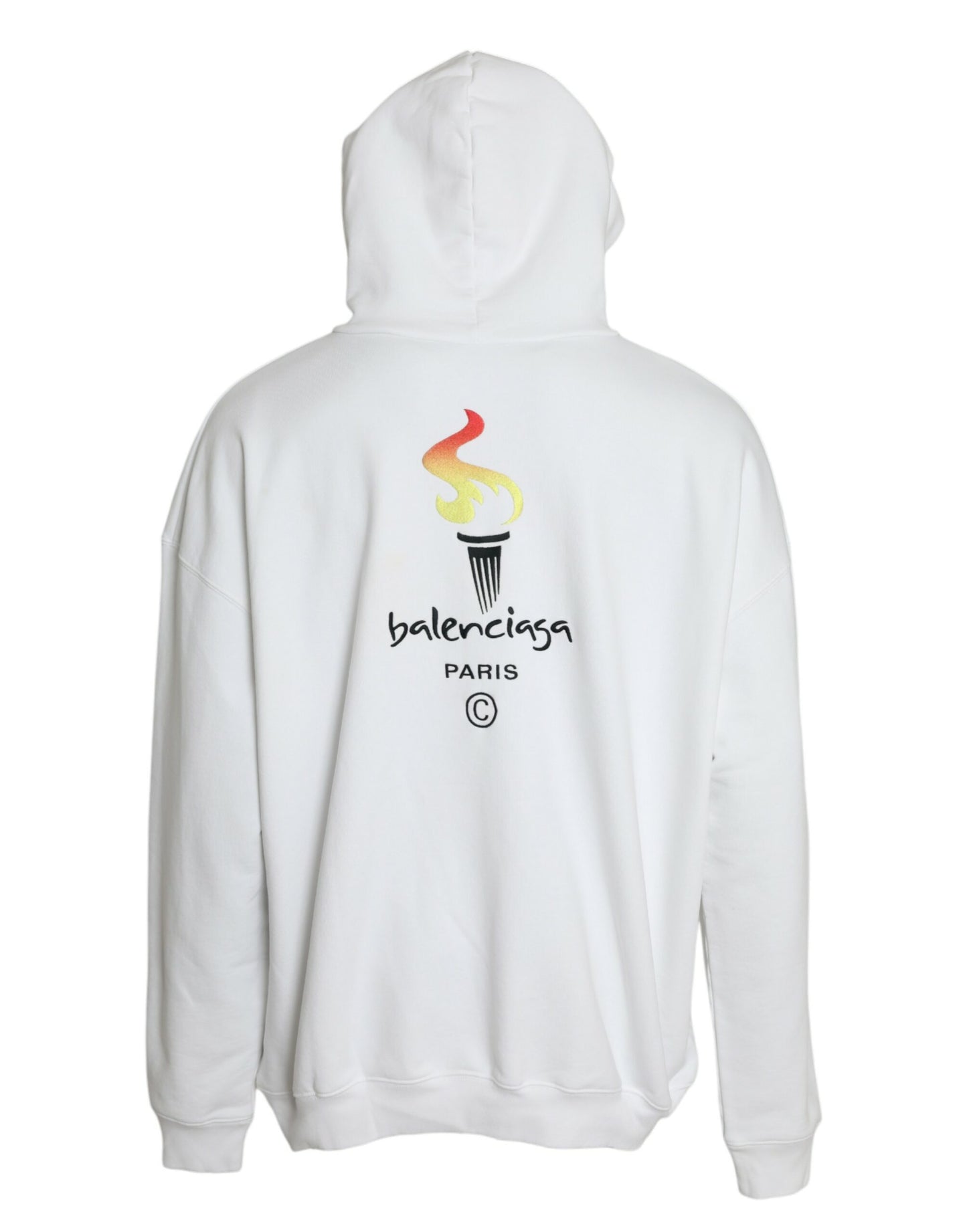 Balenciaga White Cotton Logo Hooded Pullover Sweatshirt Sweater $1728.00 Balenciaga Luzworld