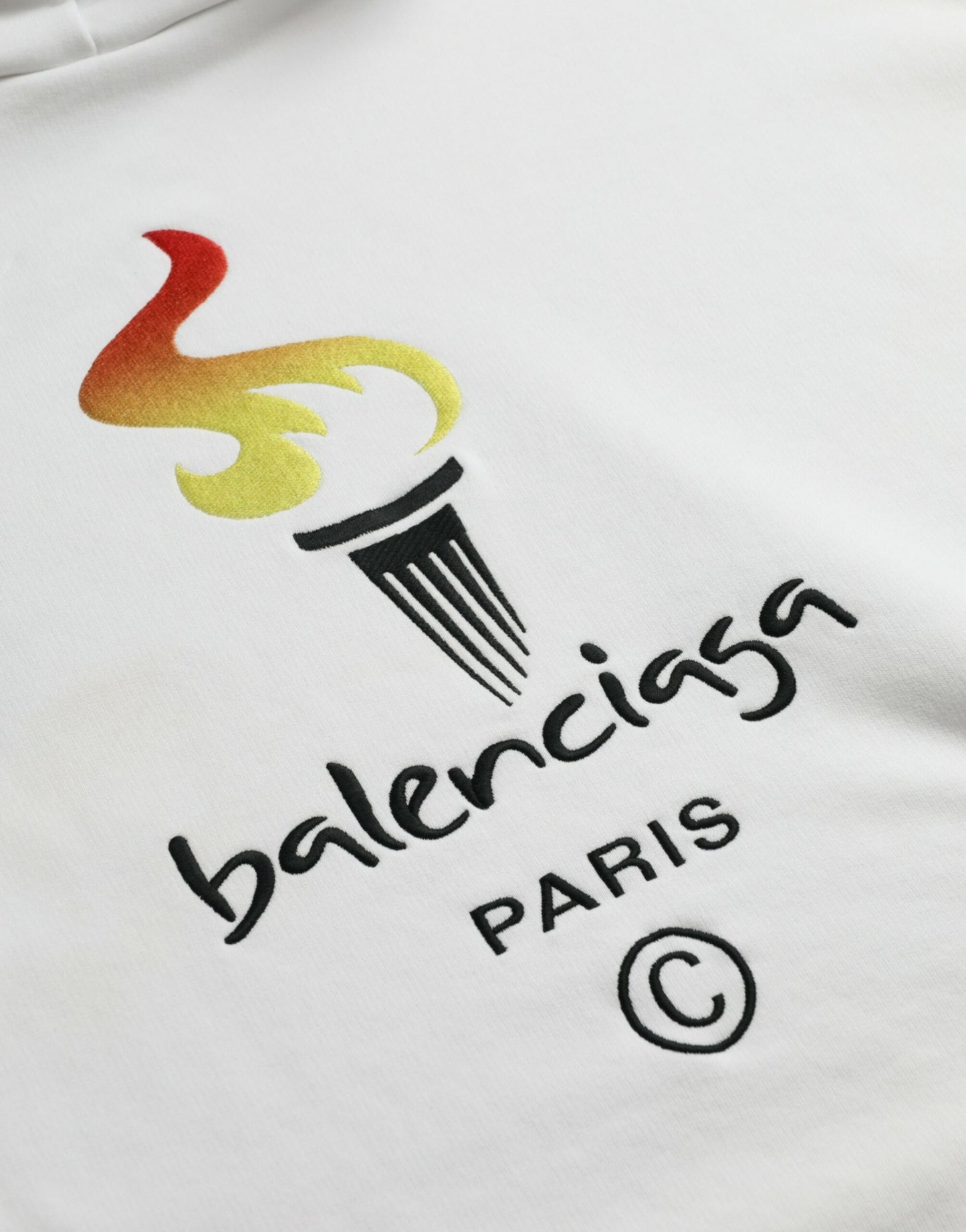 Balenciaga White Cotton Logo Hooded Pullover Sweatshirt Sweater $1728.00 Balenciaga Luzworld