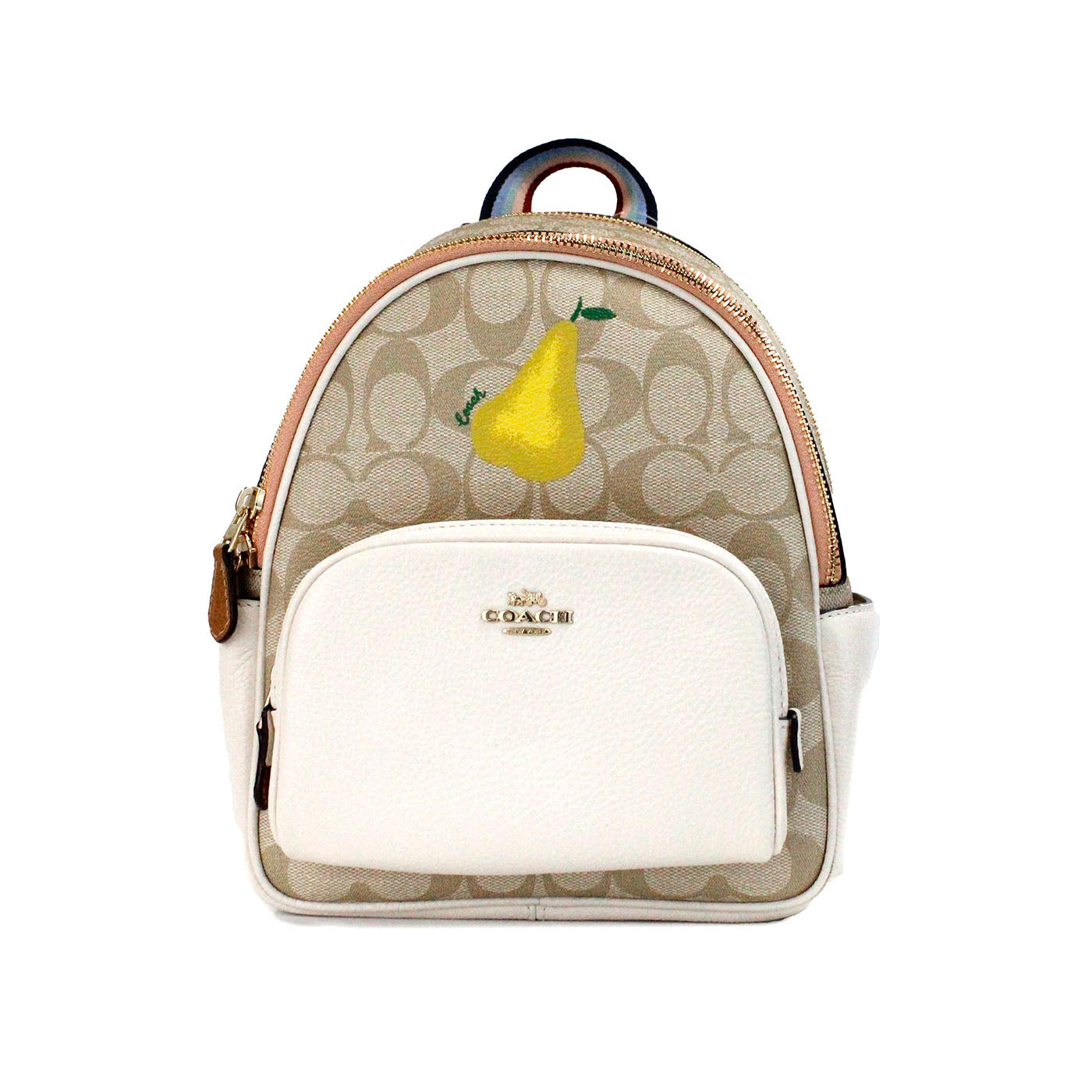 COACH Mini Court Signature Pear Motif Shoulder Backpack Bookbag Bag Chalk Taffy $780.00 COACH Luzworld