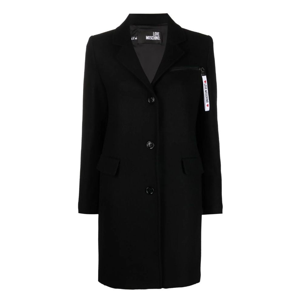 Love Moschino Black Wool Women Coat $868.00 Love Moschino Luzworld