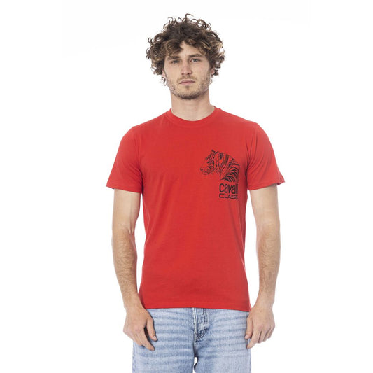 Cavalli Class Red Cotton Men T-Shirt $163.00 Cavalli Class Luzworld