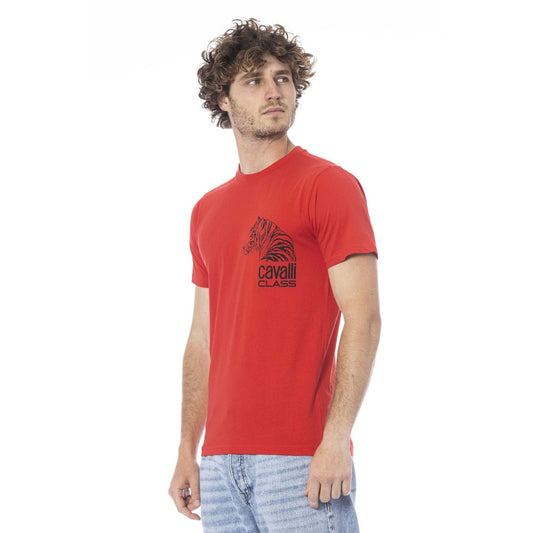 Cavalli Class Red Cotton Men T-Shirt $163.00 Cavalli Class Luzworld