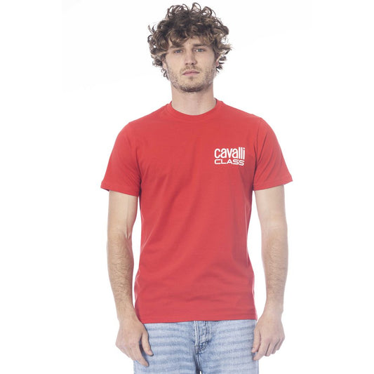 Cavalli Class Red Cotton Men T-Shirt $163.00 Cavalli Class Luzworld