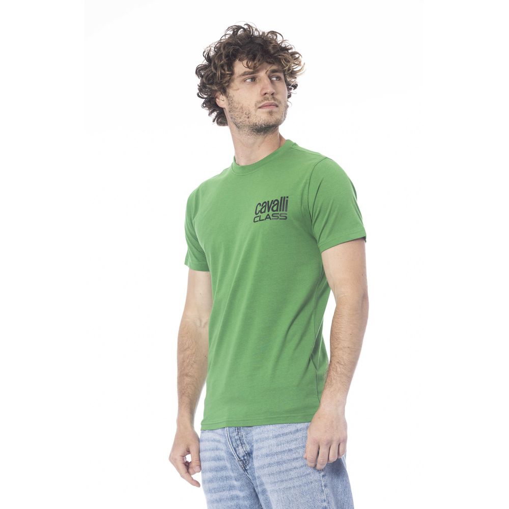 Cavalli Class Green Cotton Men T-Shirt $163.00 Cavalli Class Luzworld