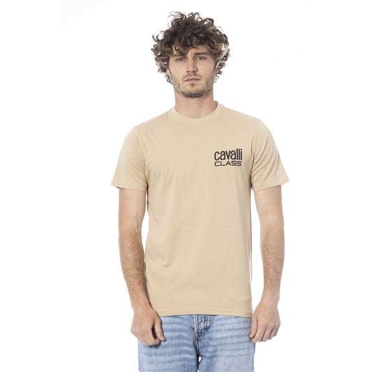 Cavalli Class Beige Cotton Men T-Shirt $163.00 Cavalli Class Luzworld