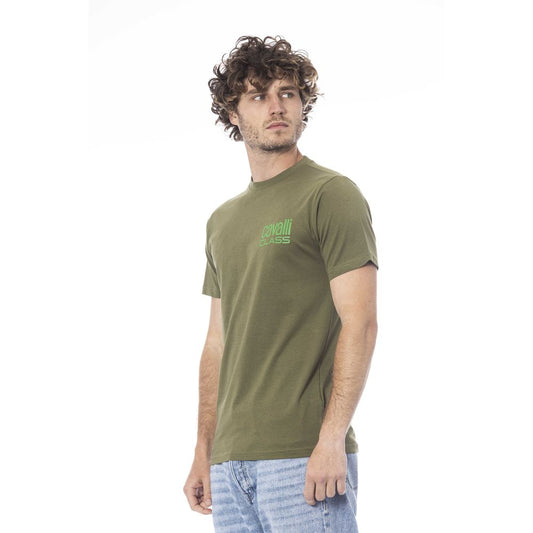 Cavalli Class Green Cotton Men T-Shirt $163.00 Cavalli Class Luzworld