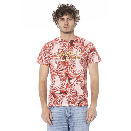 Cavalli Class Red Cotton Men T-Shirt $156.00 Cavalli Class Luzworld
