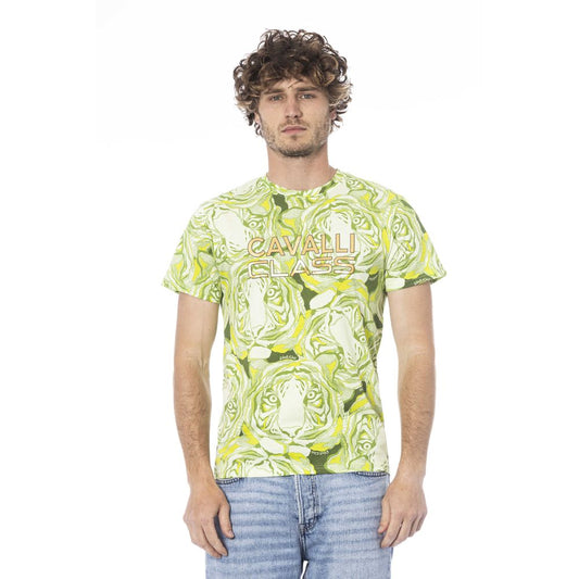 Cavalli Class Green Cotton Men T-Shirt $156.00 Cavalli Class Luzworld