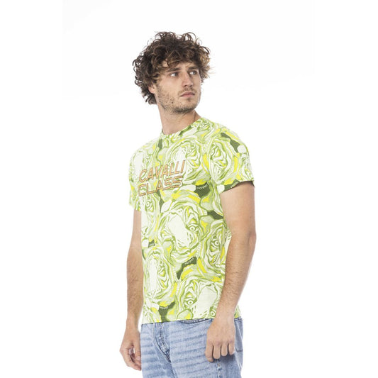 Cavalli Class Green Cotton Men T-Shirt $156.00 Cavalli Class Luzworld