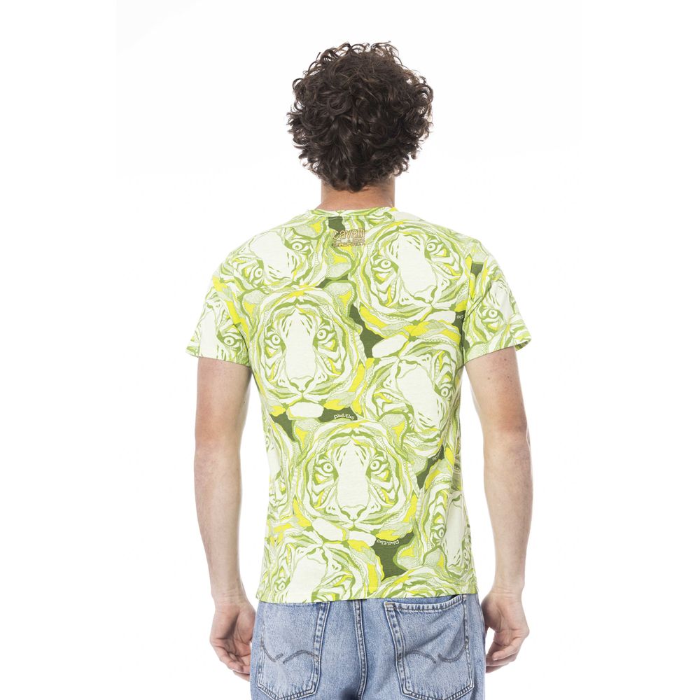 Cavalli Class Green Cotton Men T-Shirt $156.00 Cavalli Class Luzworld