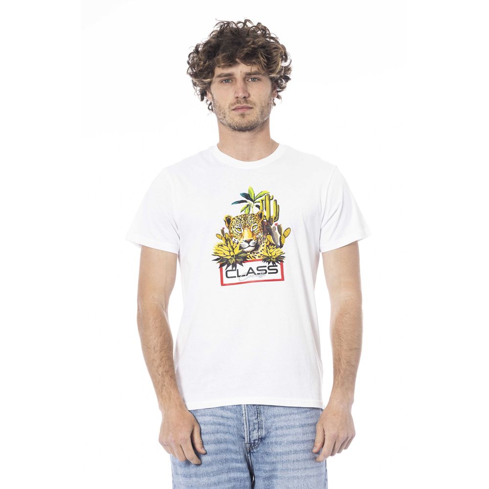 Cavalli Class White Cotton Men T-Shirt $156.00 Cavalli Class Luzworld