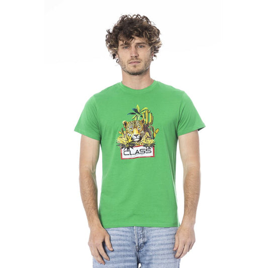 Cavalli Class Green Cotton Men T-Shirt $156.00 Cavalli Class Luzworld