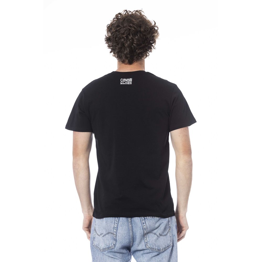 Cavalli Class Black Cotton Men T-Shirt $156.00 Cavalli Class Luzworld
