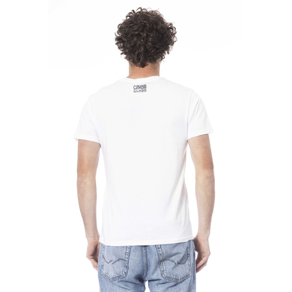 Cavalli Class White Cotton Men T-Shirt $156.00 Cavalli Class Luzworld