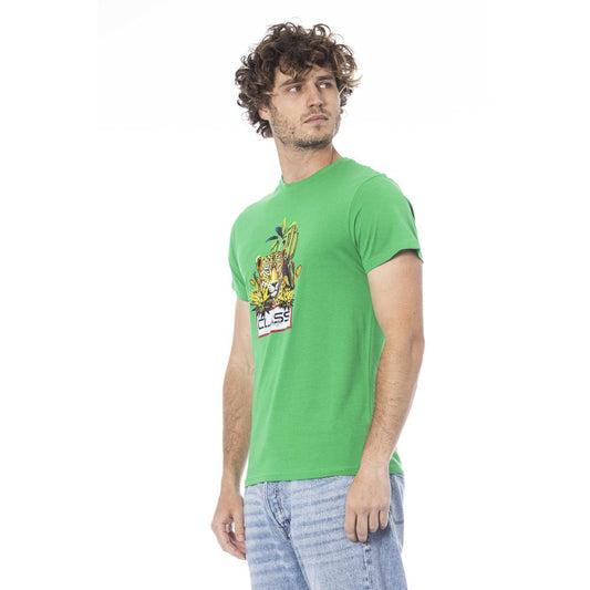 Cavalli Class Green Cotton Men T-Shirt $156.00 Cavalli Class Luzworld