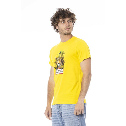 Cavalli Class Yellow Cotton Men T-Shirt $156.00 Cavalli Class Luzworld
