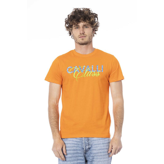 Cavalli Class Orange Cotton Men T-Shirt $156.00 Cavalli Class Luzworld