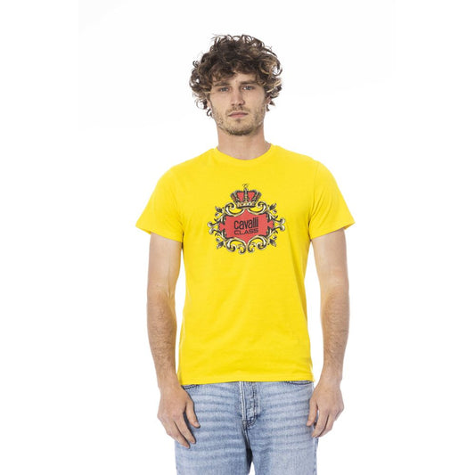 Cavalli Class Yellow Cotton Men T-Shirt $156.00 Cavalli Class Luzworld